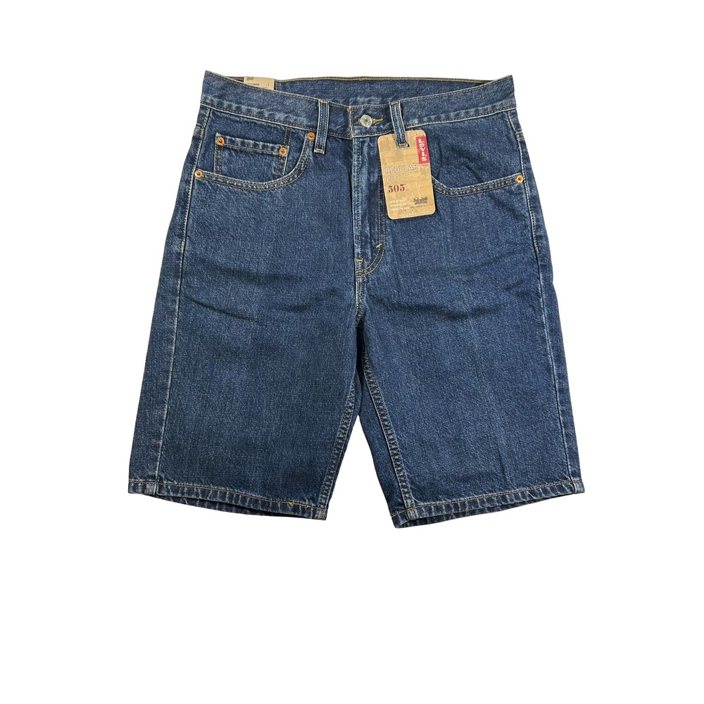 Levis 505 Regular Fit Denim Shorts Mens 32 Dark Wash Blue Jean Shorts NWT